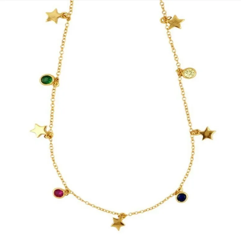 S925 Sterling Silver Heart Star Round Zircon Exquisite Zircon Necklace