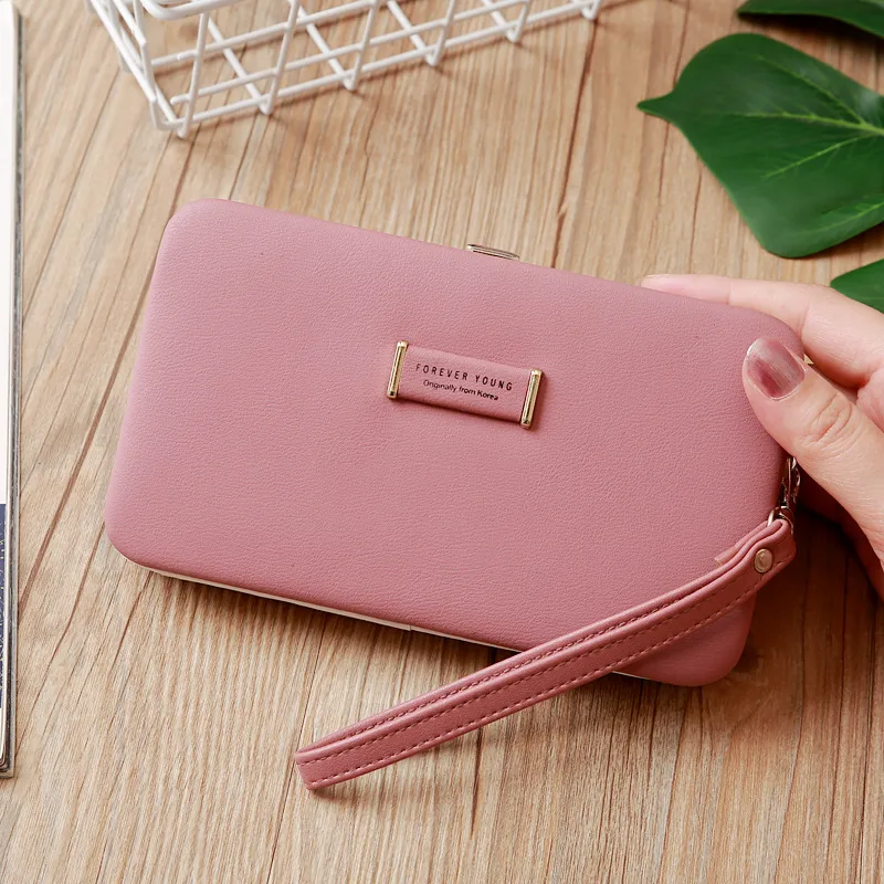 Korean Letter Solid Color Long Wallet