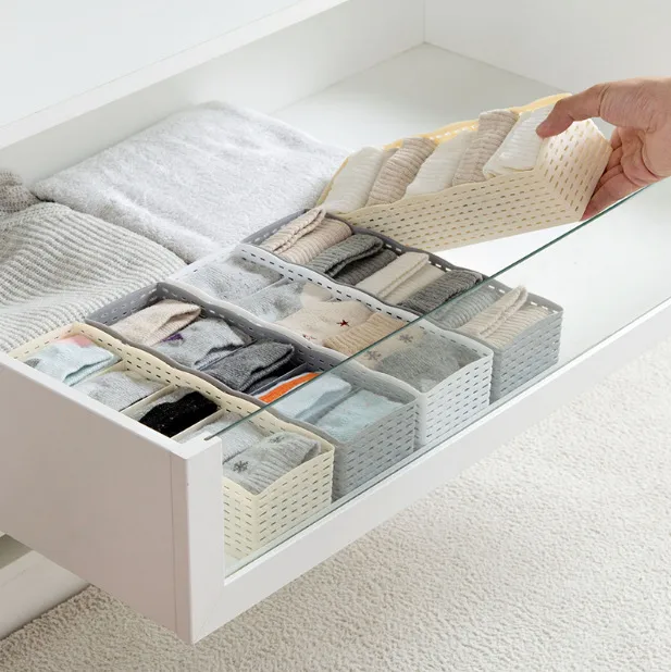 Plastic Five-compartment Panties Socks Storage Box