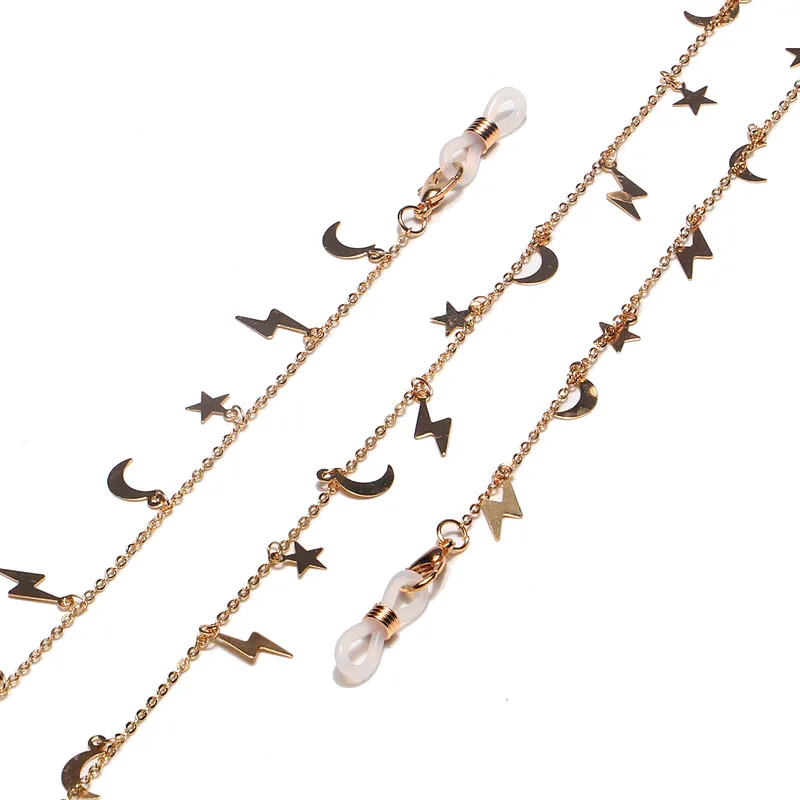 Fashion Copper Star Moon Lightning Glasses Chain