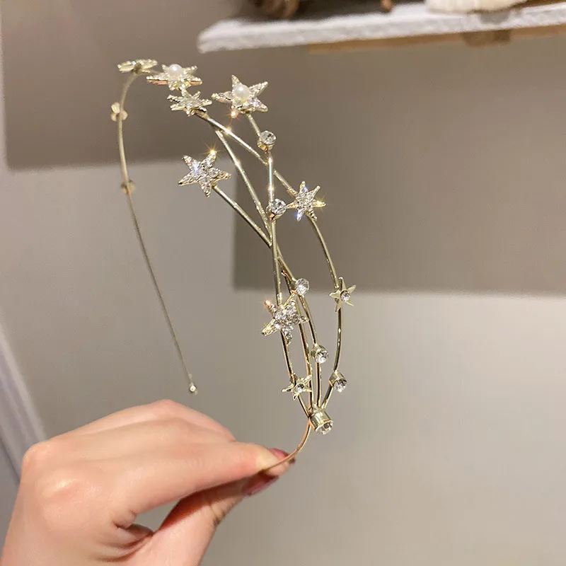 Wholesale Diamond-studded Pearl Star Hair Band Star Hair Accessories Nihaowholesale