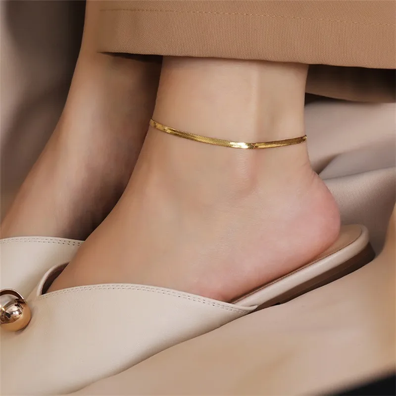 Wholesale Jewelry Simple Snake Bone Chain Stainless Steel Anklet Nihaowholesale