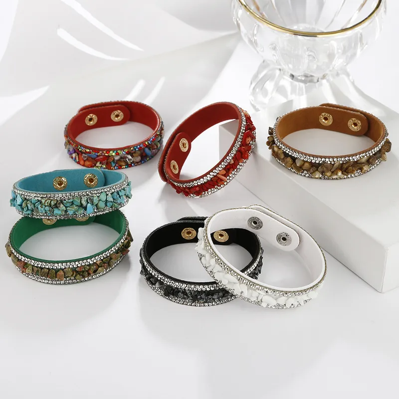 Wholesale Jewelry Retro Multicolor Crushed Stone Inlaid Diamond Bracelet Nihaowholesale