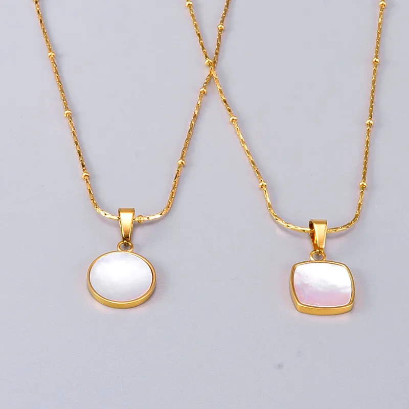 Wholesale Jewelry Heart 304 Stainless Steel Titanium Steel Shell 18K Gold Plated Inlaid Gold Necklace