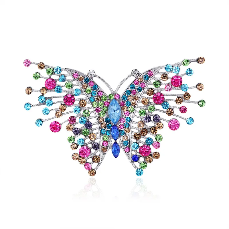 Wholesale New Retro Color Rhinestone Butterfly Brooch Nihaowholesale