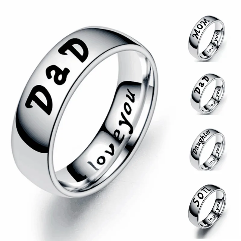 Wholesale Family Member Letters Stainless Steel Ring Nihaowholesale