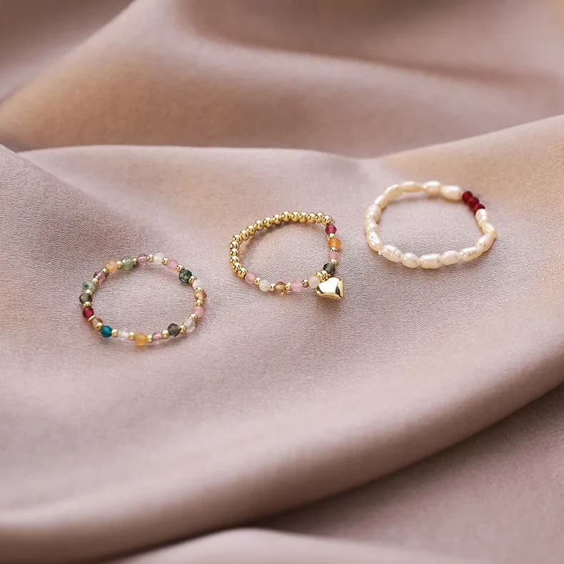 Wholesale Jewelry Crystal Pearl Beads Elastic Ring Nihaowholesale