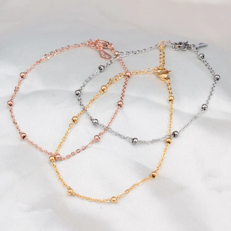 Heart 304 Stainless Steel Titanium Steel 18K Gold Plated Rose Gold Plated No Inlaid Anklet In Bulk