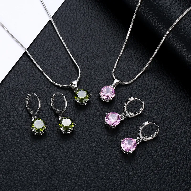 Nihaowholesale Fashion Geometric Diamond Necklace Earrings Ring Combination Set Wholesale Jewelry