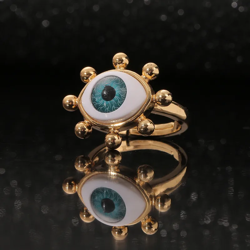 Fashion Vintage Geometric Eye Copper Inlaid Zircon Ring Wholesale Nihaowholesale