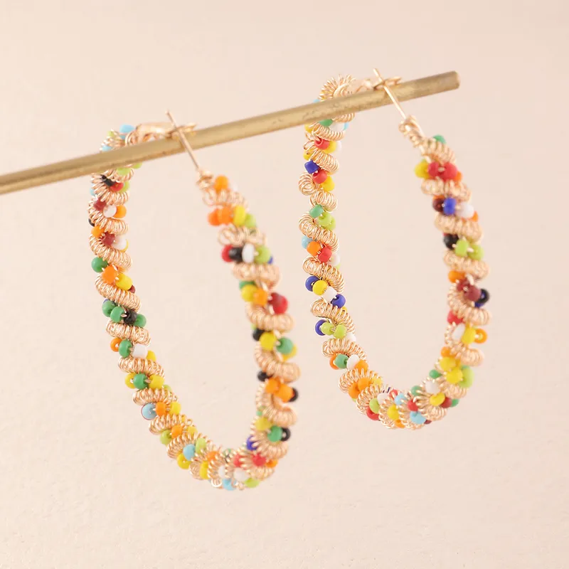 Fashion Beads Round Bohemian Big Earrings Wholesale Nihaowholesale