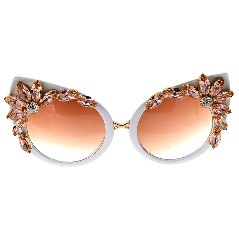 Fashion Color Diamond-studded Cat Eye-shaped Sunglasses Wholesale Nihaowholesale