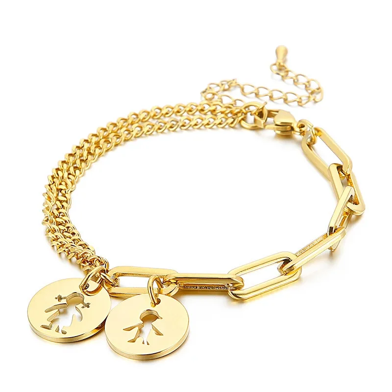 Fashion Cartoon Character Titanium Steel 18K Gold Plated Bracelets In Bulk