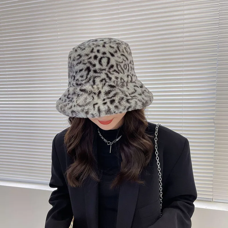 Fashion Leopard Lamb Plush Fisherman Hat Wholesale Nihaowholesale
