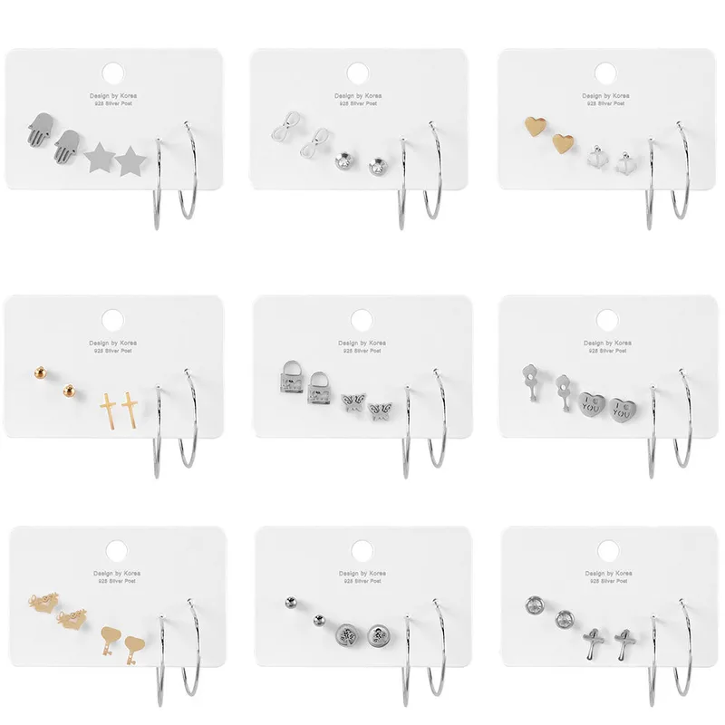 Wholesale Jewelry Fashion Geometric Stainless Steel No Inlaid Gold Plated Rhodium Plated Earrings Ear Studs