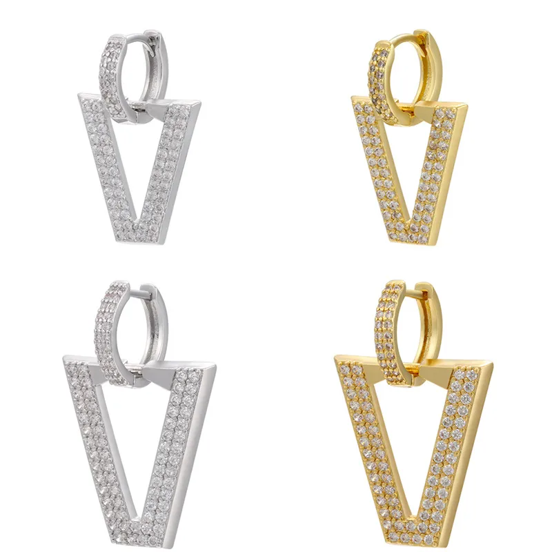 Wholesale Micro-studded Zircon Earrings Inverted Triangle Earrings Nihaowholesale