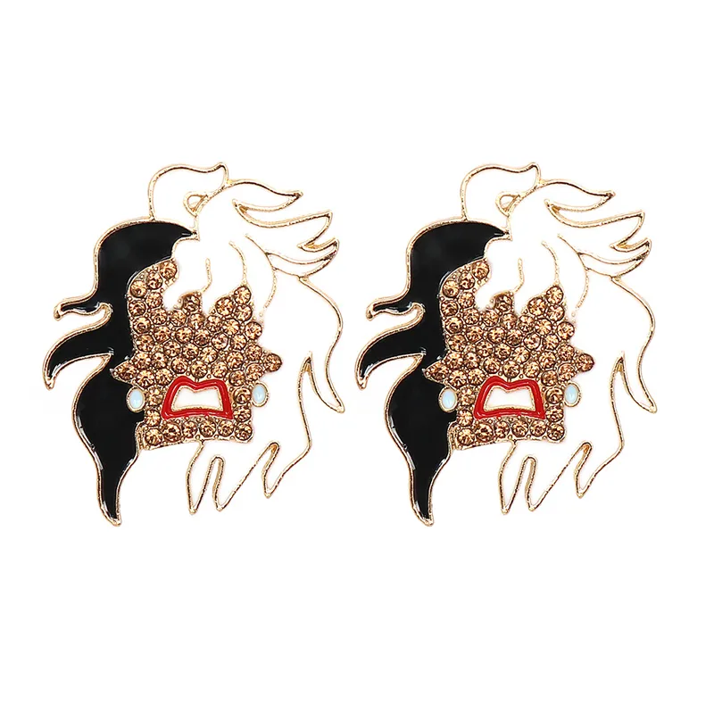Black And White Hair Halloween Ghost Tassel Long Diamond Earrings Wholesale Jewelry Nihaowholesale