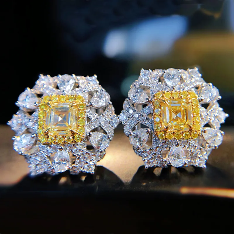 Intense Yellow Diamond Micro-inlaid Yellow Diamond Earrings