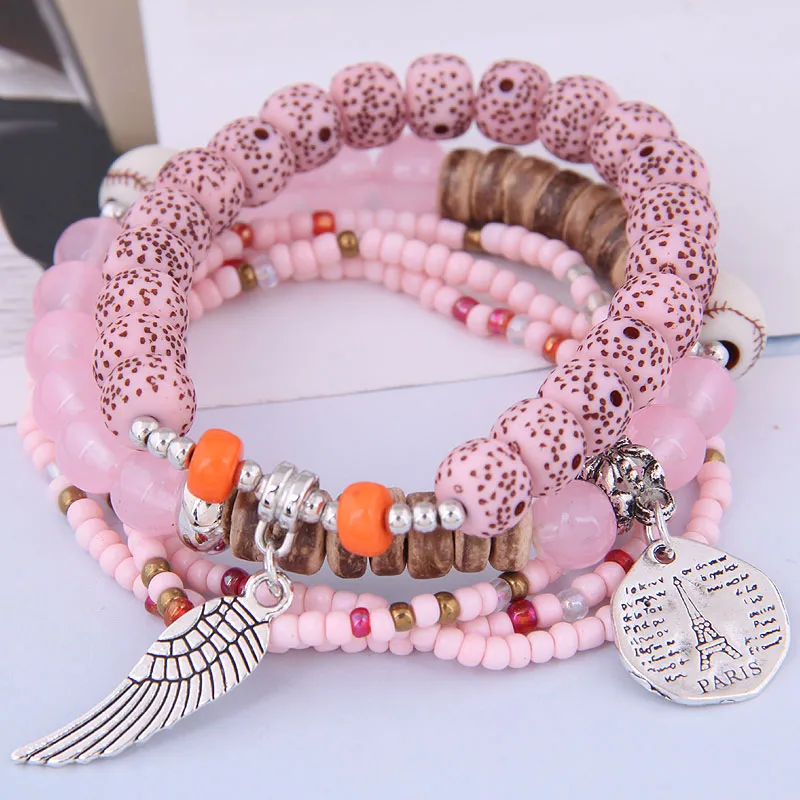 Bohemian Style Disc Tower Wings Beads Multi-layer Bracelet Wholesale Nihaowholesale
