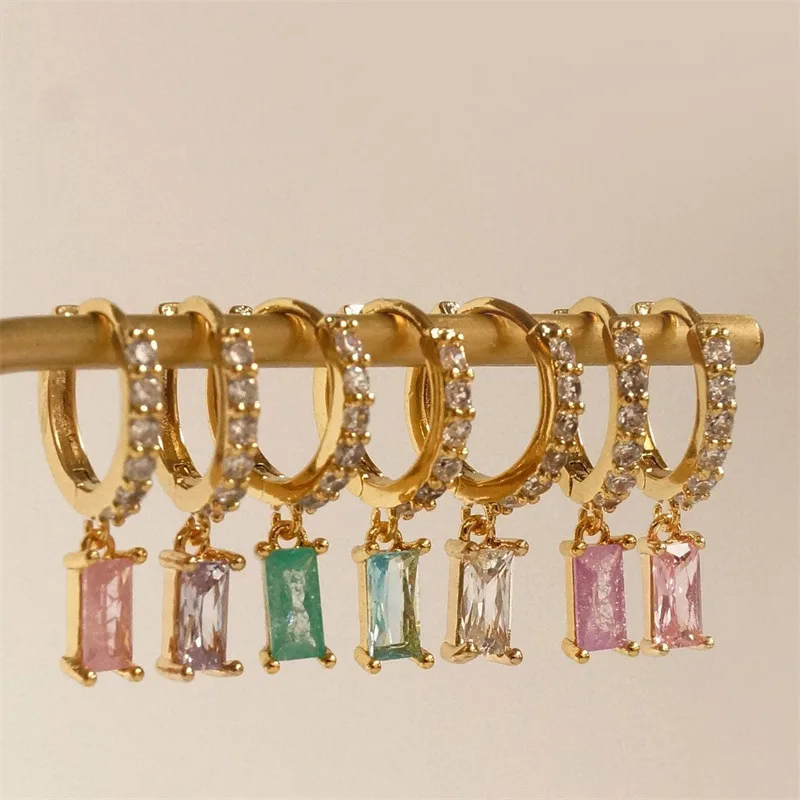 Rectangular Pendant Brass Fashion Earrings Wholesale Jewelry Nihaowholesale