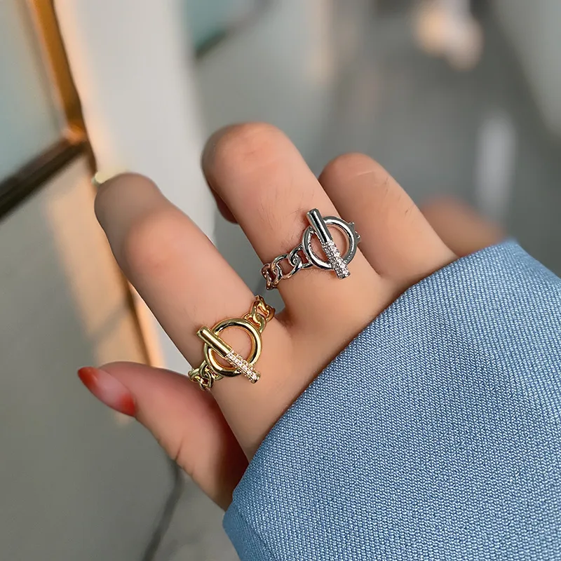 Fashion Circle Geometric Zircon Studded Index Finger Ring