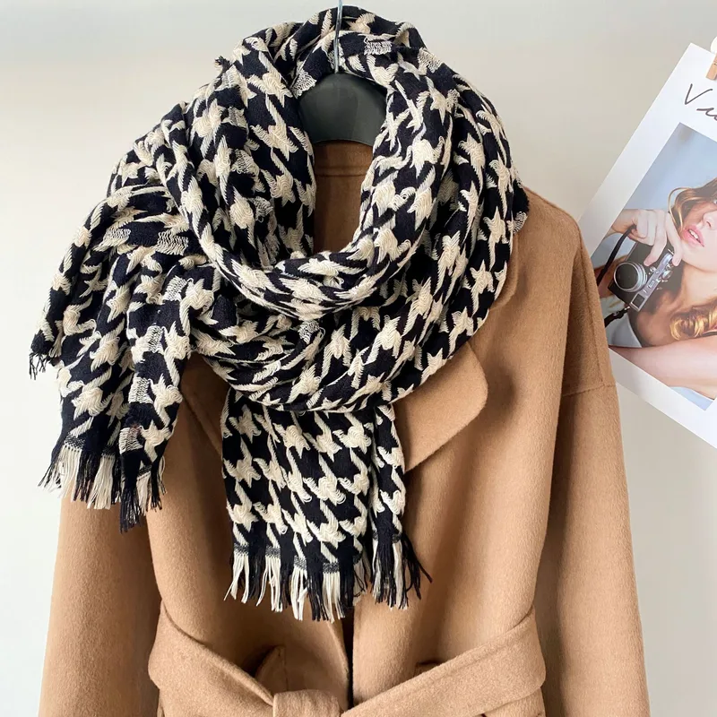 Women's Fashion Houndstooth Polyester Scarf