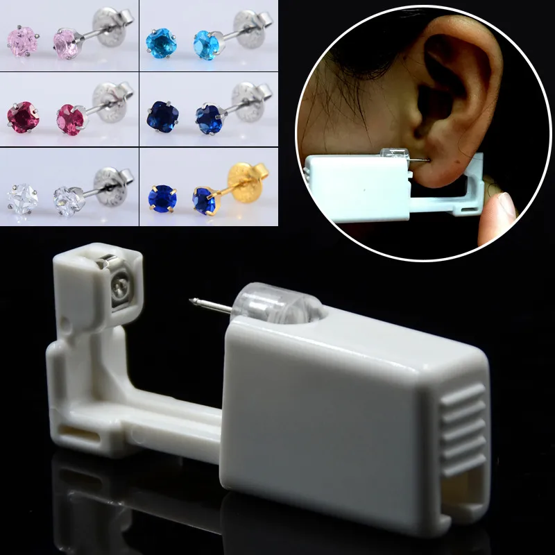 Elegant Geometric 316L Stainless Steel  Plastic Inlaid Gemstone Zircon Unisex Earrings Ear Studs