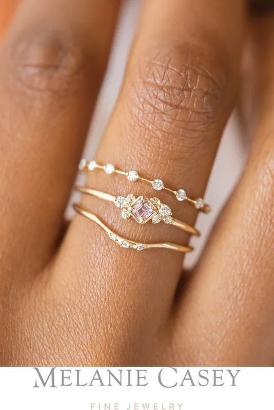 Fashion Geometric Inlaid Rhinestone Three-piece Suit Alloy Ring Wholesale