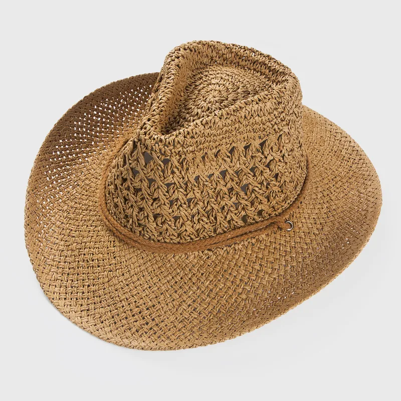 2022 Solid Color Sunscreen Sunshade Cowboy Handmade Straw Hat