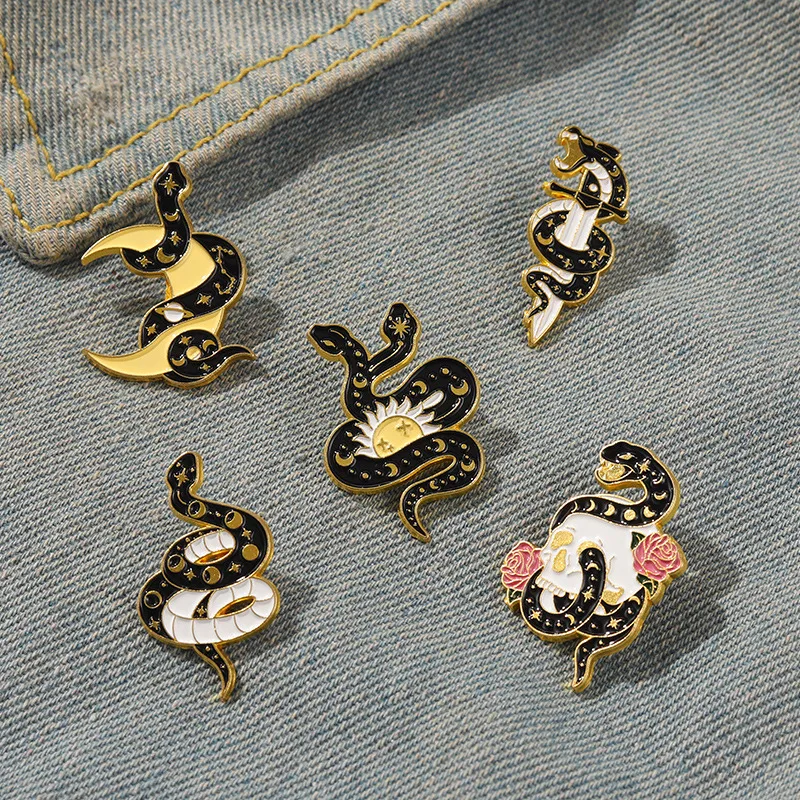Creative Cartoon Snake Head Moon Sun Alloy Brooch