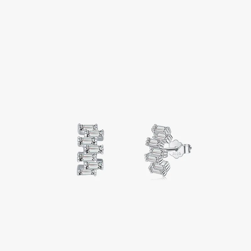 S925 Sterling Silver Zircon Female New Sweet Jewelry Simple Earrings