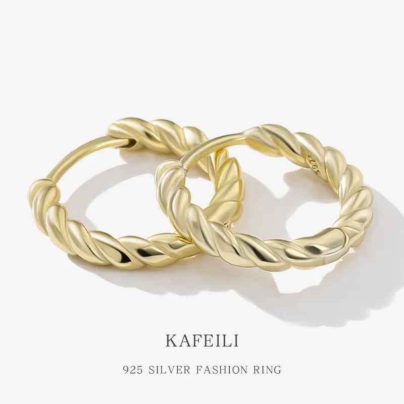 925 Silver Female Fashion Simple Twisted Earrings Retro Jewelry
