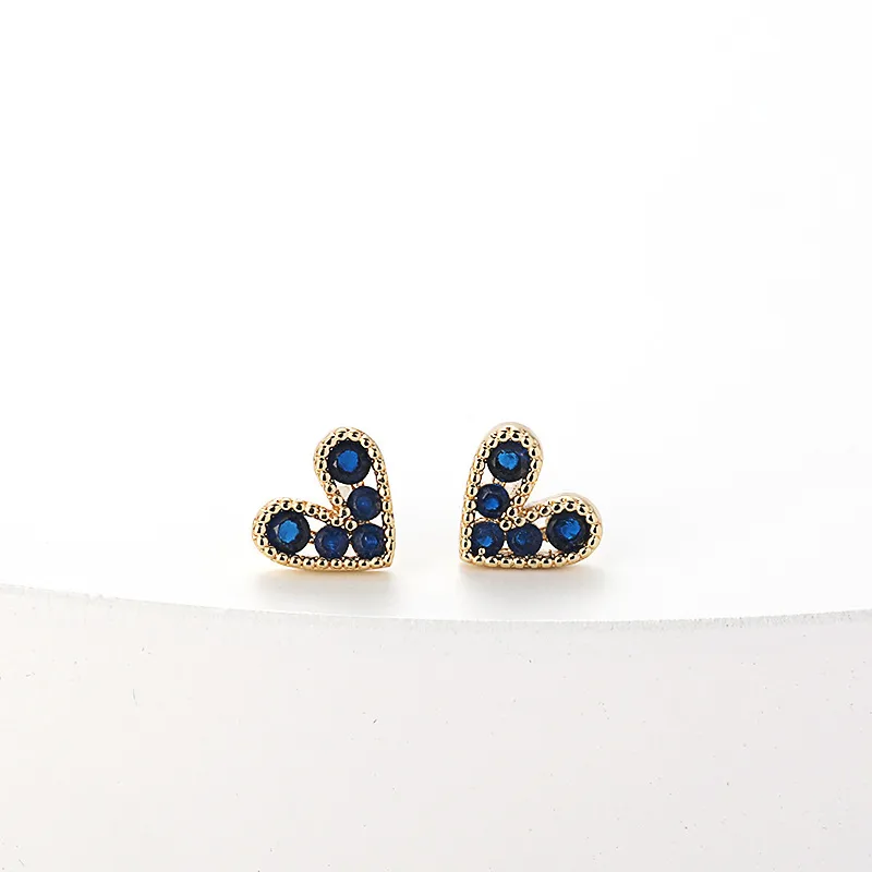 Fashion New Simple Female Heart-shaped Small Copper Earrings
