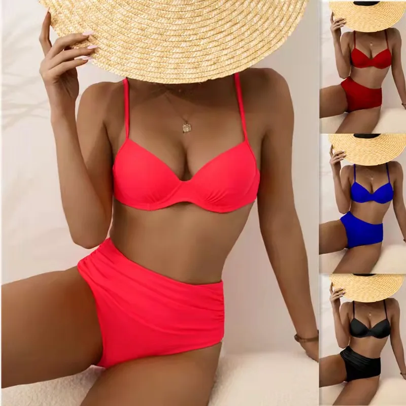 2022 New Foreign Orders Europe And The United States   Bikini Swimsuit Women&#39;s Split Sexy High Waist Bikini