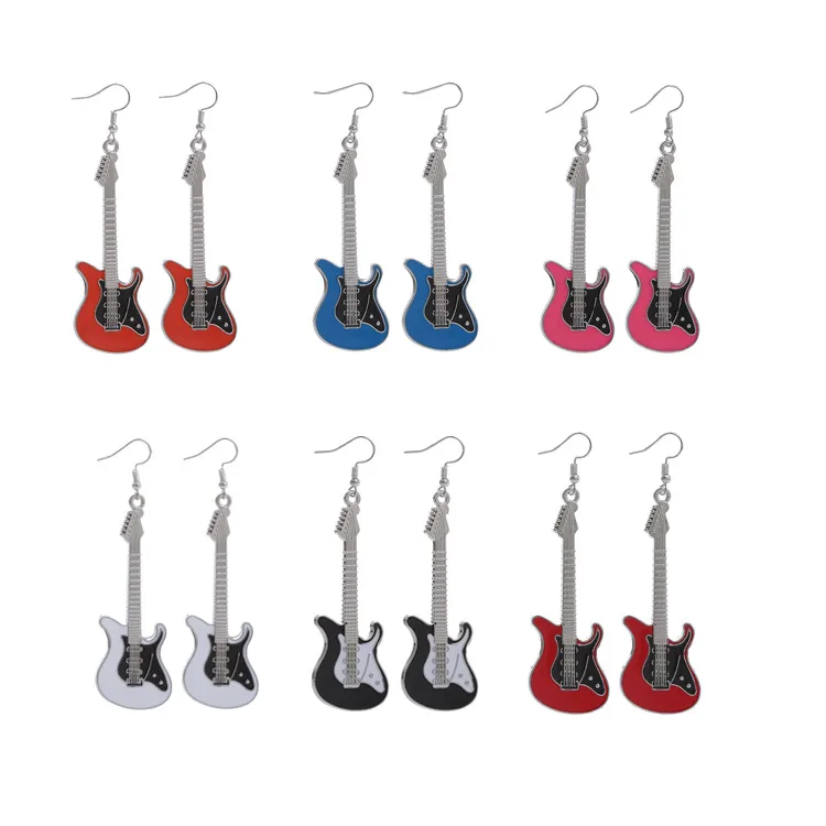 Classical Guitar Retro Contrast Color Chic Music Earrings Wholesale