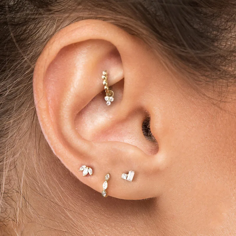 Women's Fashion Geometric Sterling Silver Gem Earrings Ear Studs 925 Silver Earrings