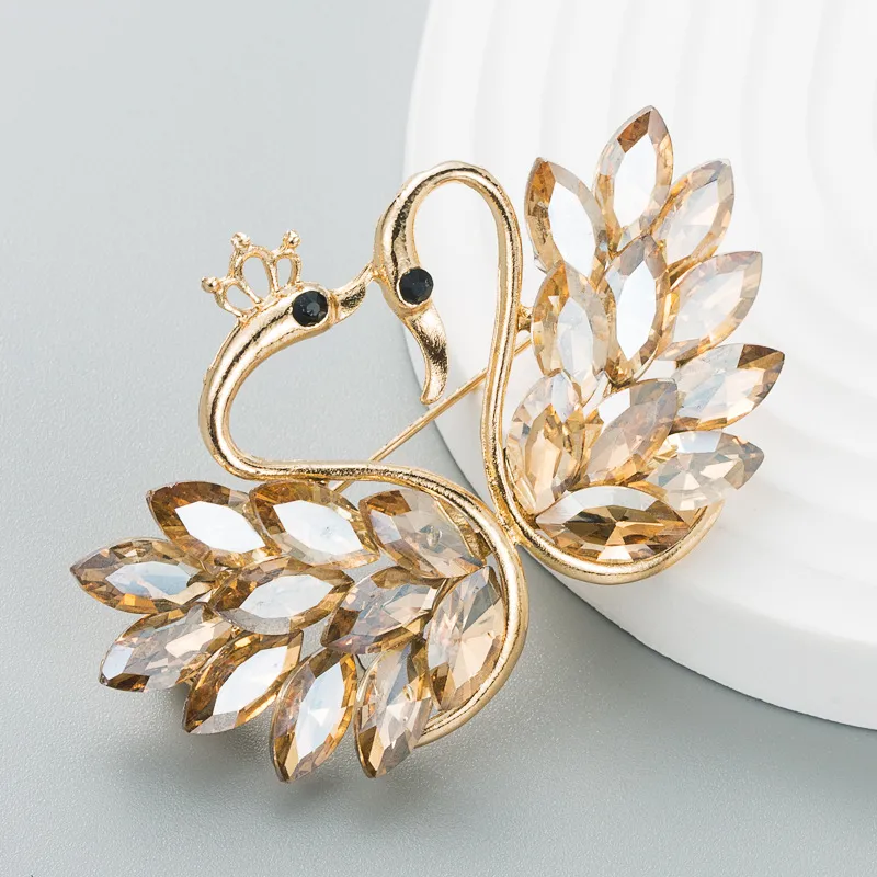 Fashion Swan Alloy Inlay Rhinestone Brooches