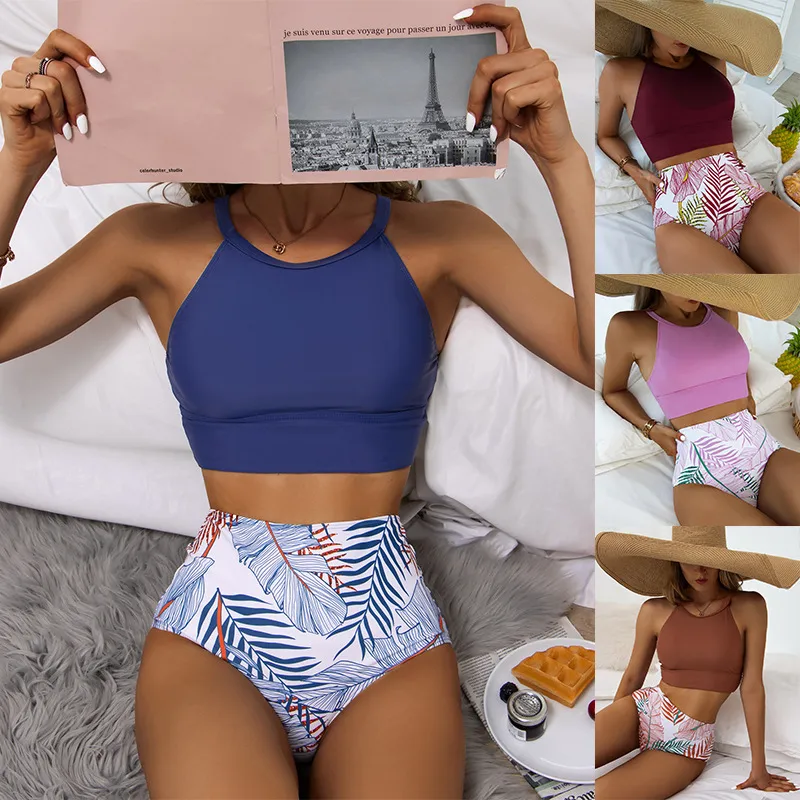 Women's Stripe Solid Color 2 Piece Set Bikinis