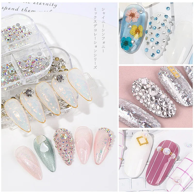 Fashion Solid Color Sequins Rhinestone Nail Patches 1 Set Nail Supplies