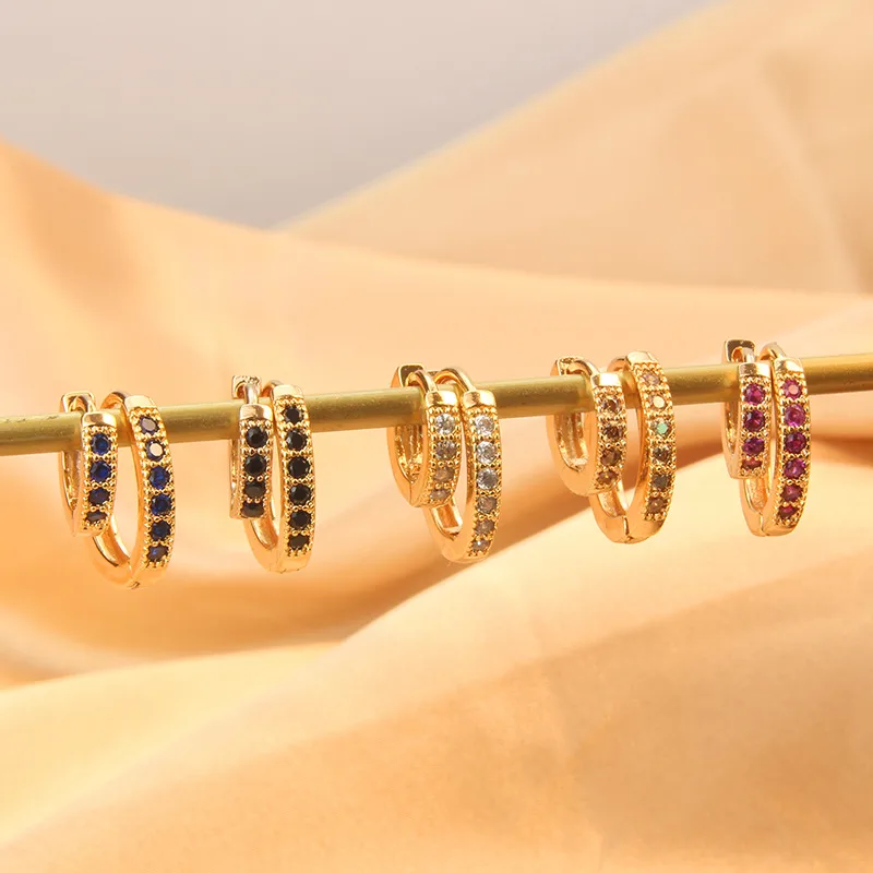 Simple Style Round Inlay Copper Zircon Gold Plated Earrings