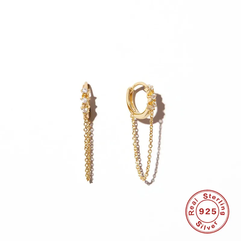 1 Pair 925 Sterling Silver Zircon Geometric Earrings