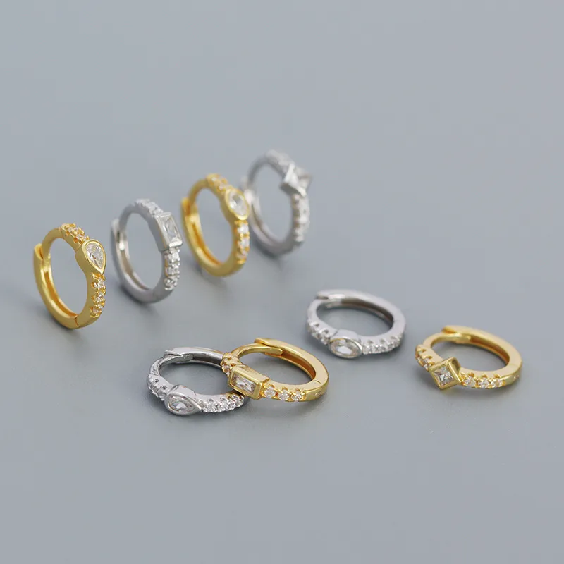 925 Sterling Silver Zircon Circle Earrings