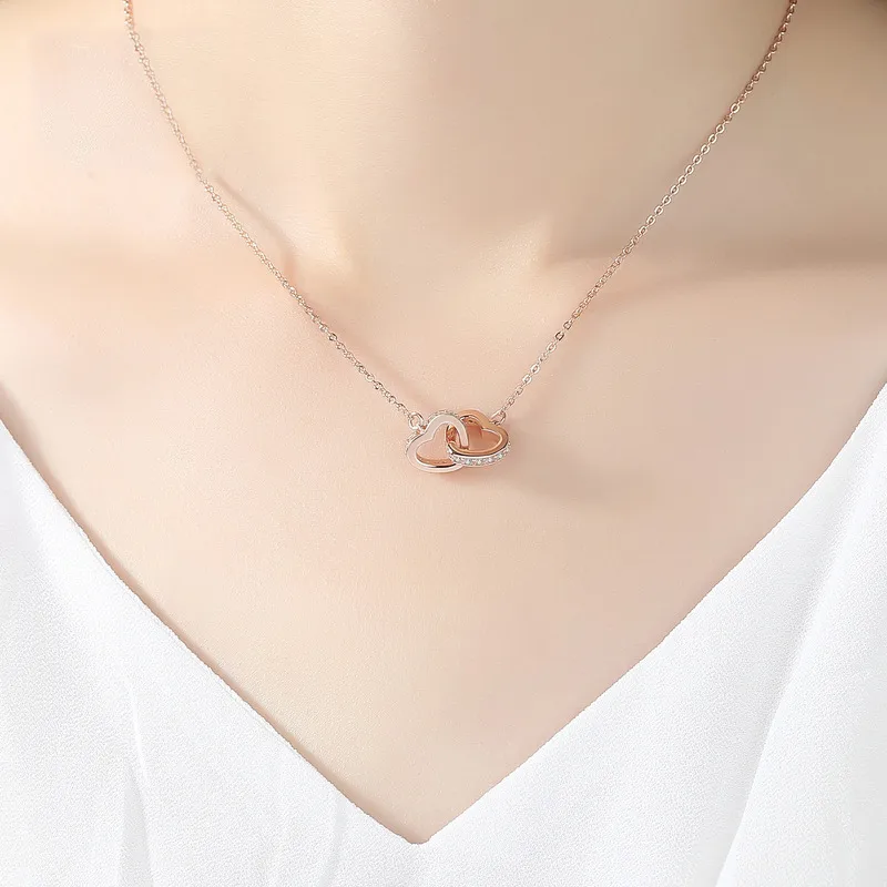 925 Sterling Silver Zircon Heart Shape Pendant Necklace