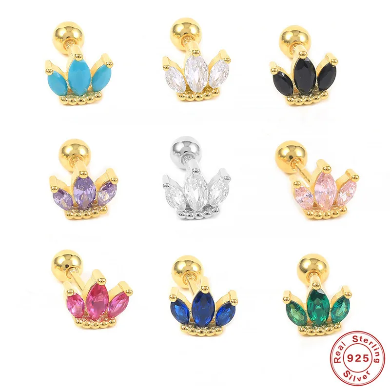 1 Piece 925 Sterling Silver Zircon Geometric Ear Studs