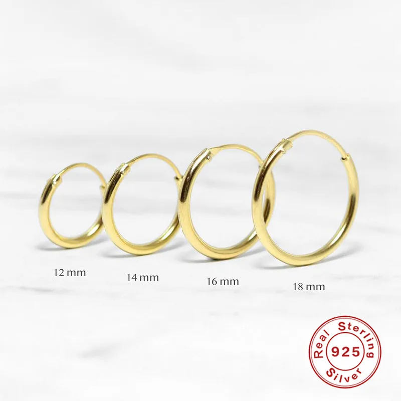 1 Pair 925 Sterling Silver Geometric Hoop Earrings