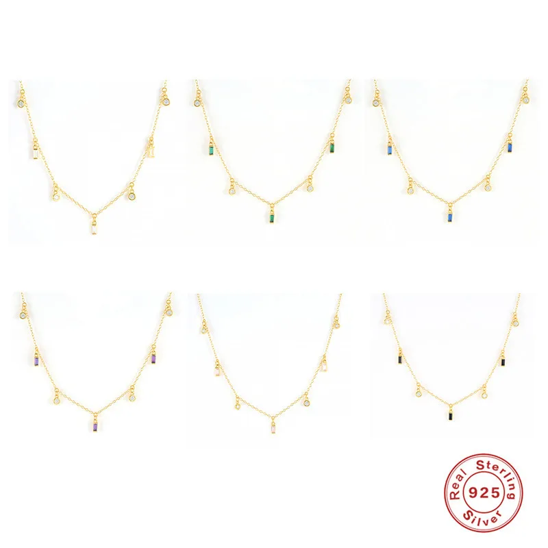 925 Sterling Silver Zircon Plating Geometric Necklace