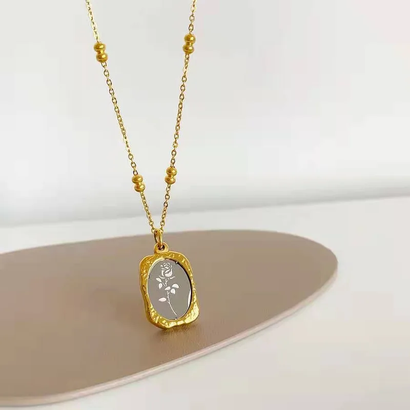 Retro Rose Titanium Steel Plating Pendant Necklace 1 Piece