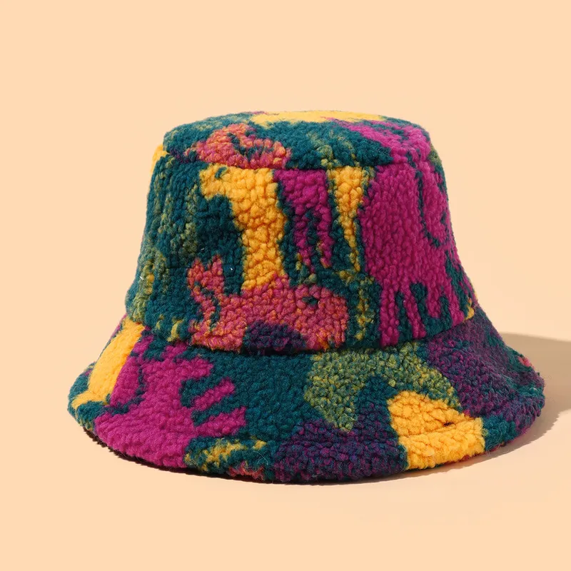 Unisex Basic Retro Color Block Wide Eaves Bucket Hat
