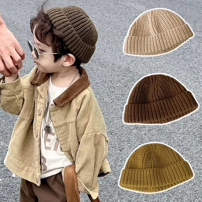 Children Unisex Basic Solid Color Jacquard Wool Cap