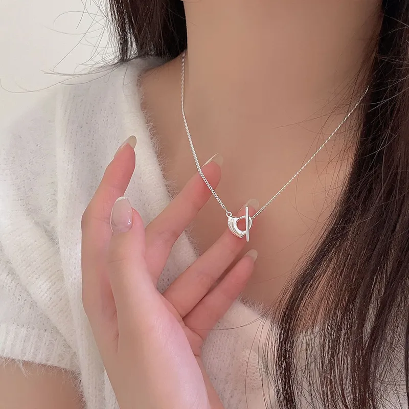 925 Sterling Silver Plating Solid Color Necklace Pendant
